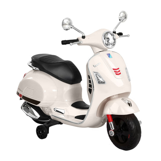 Kids Electric Ride On Motorcycle Vespa Licensed GTS White - Cosy Abode
