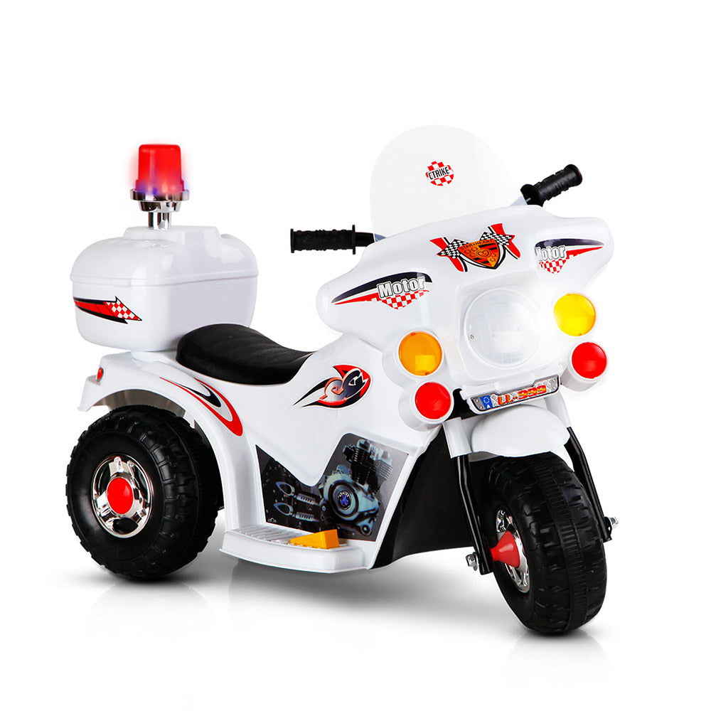 Rigo Kids Electric Ride On Police Motorcycle Motorbike 6V Battery White - Cosy Abode