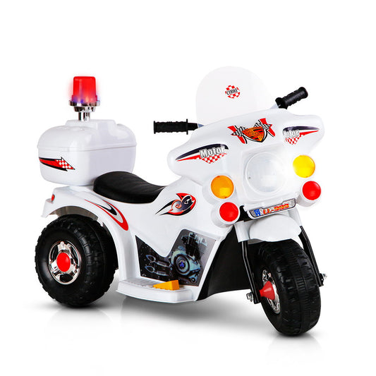Rigo Kids Electric Ride On Police Motorcycle Motorbike 6V Battery White - Cosy Abode