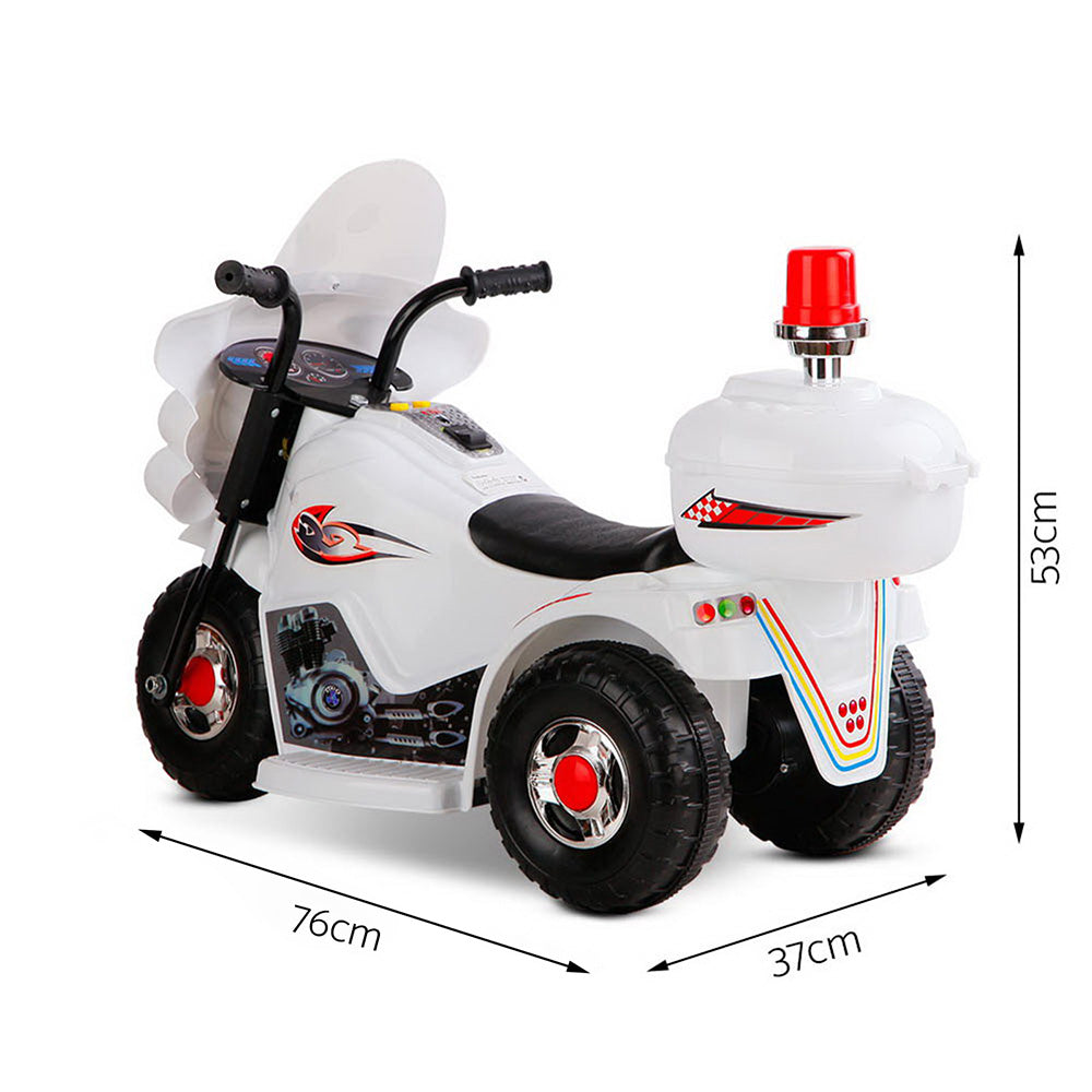 Rigo Kids Electric Ride On Police Motorcycle Motorbike 6V Battery White - Cosy Abode