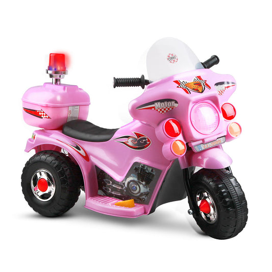 Rigo Kids Electric Ride On Police Motorcycle Motorbike 6V Battery Pink - Cosy Abode