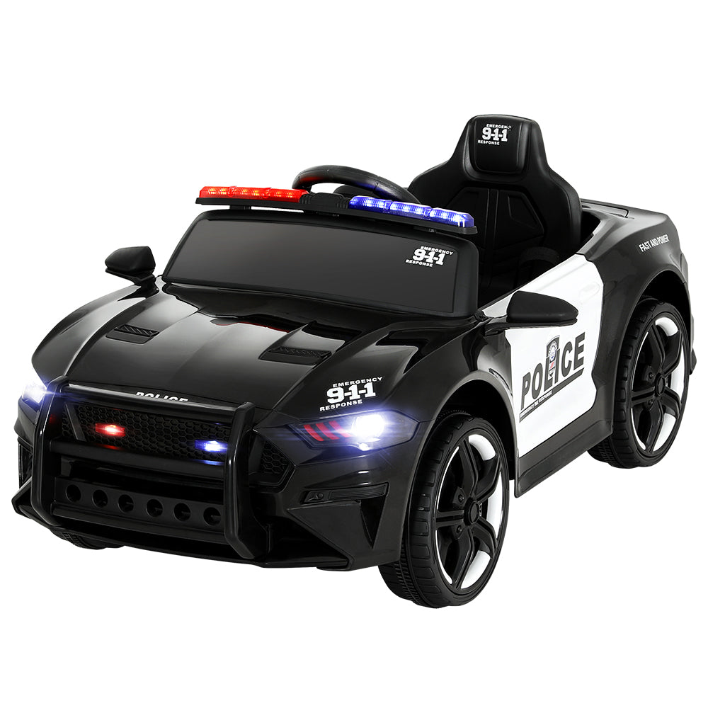 Rigo Kids Ride On Car Electric Patrol Police Cars Battery Powered Toys 12V Black - Cosy Abode