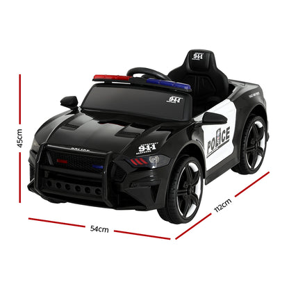Rigo Kids Ride On Car Electric Patrol Police Cars Battery Powered Toys 12V Black - Cosy Abode