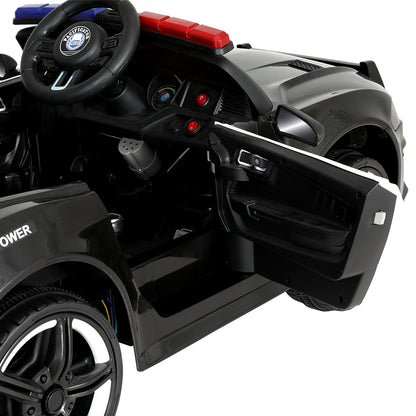 Rigo Kids Ride On Car Electric Patrol Police Cars Battery Powered Toys 12V Black - Cosy Abode