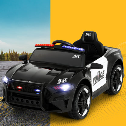 Rigo Kids Ride On Car Electric Patrol Police Cars Battery Powered Toys 12V Black - Cosy Abode