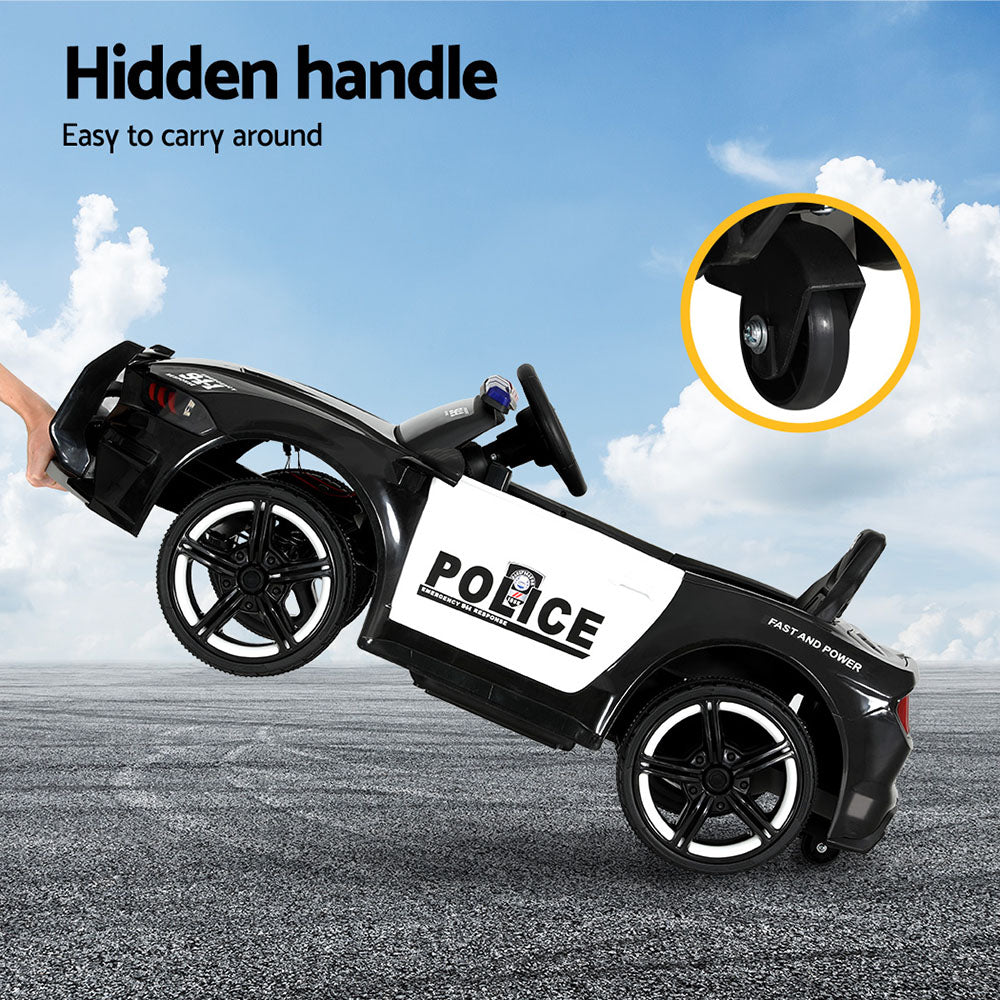 Rigo Kids Ride On Car Electric Patrol Police Cars Battery Powered Toys 12V Black - Cosy Abode