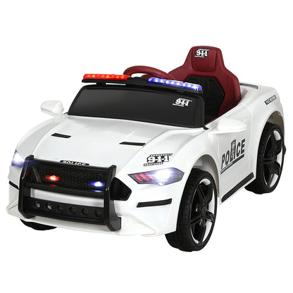 Rigo Kids Ride On Car Electric Patrol Police Cars Battery Powered Toys 12V White - Cosy Abode