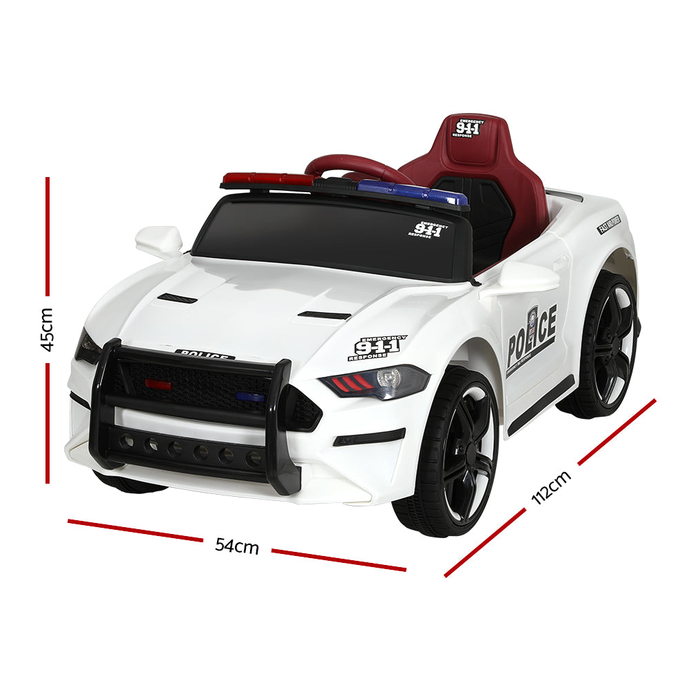 Rigo Kids Ride On Car Electric Patrol Police Cars Battery Powered Toys 12V White - Cosy Abode