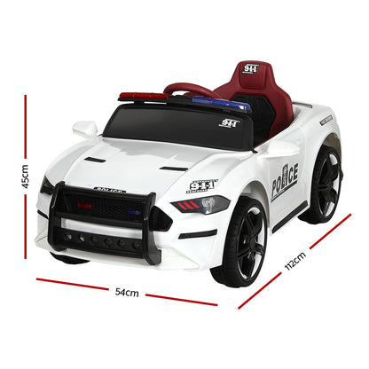 Rigo Kids Ride On Car Electric Patrol Police Cars Battery Powered Toys 12V White - Cosy Abode