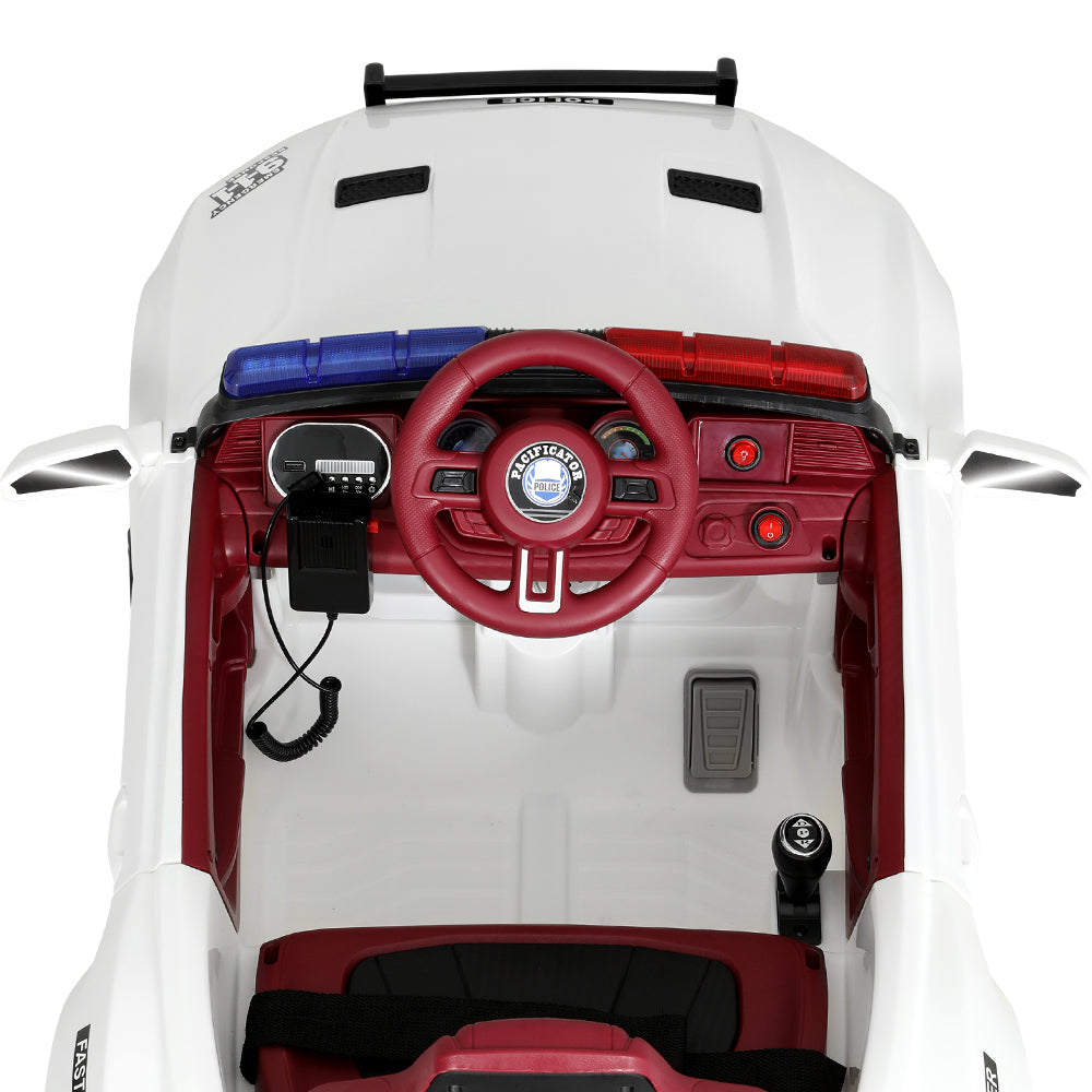 Rigo Kids Ride On Car Electric Patrol Police Cars Battery Powered Toys 12V White - Cosy Abode