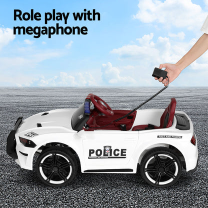 Rigo Kids Ride On Car Electric Patrol Police Cars Battery Powered Toys 12V White - Cosy Abode
