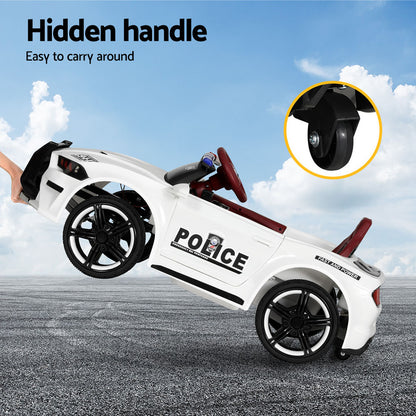 Rigo Kids Ride On Car Electric Patrol Police Cars Battery Powered Toys 12V White - Cosy Abode