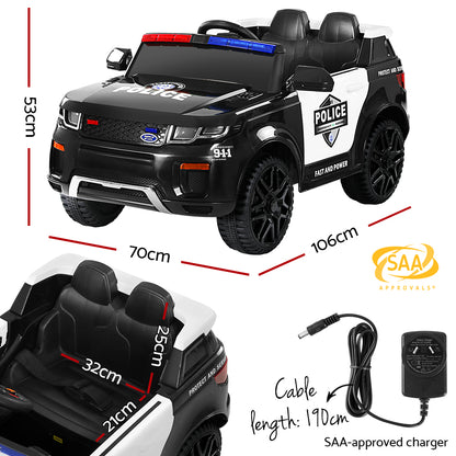 Rigo Kids Electric Ride On Patrol Police Car Range Rover-inspired Remote Black - Cosy Abode