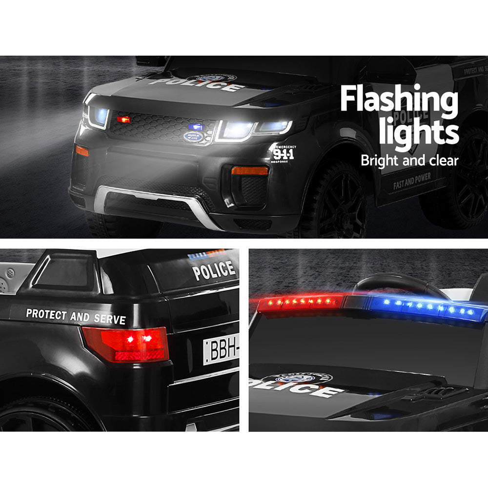 Rigo Kids Electric Ride On Patrol Police Car Range Rover-inspired Remote Black - Cosy Abode
