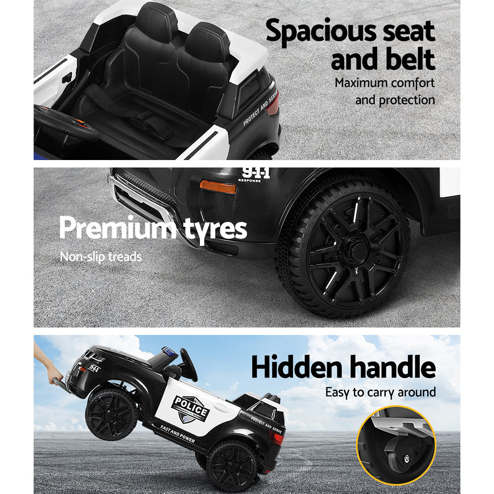 Rigo Kids Electric Ride On Patrol Police Car Range Rover-inspired Remote Black - Cosy Abode