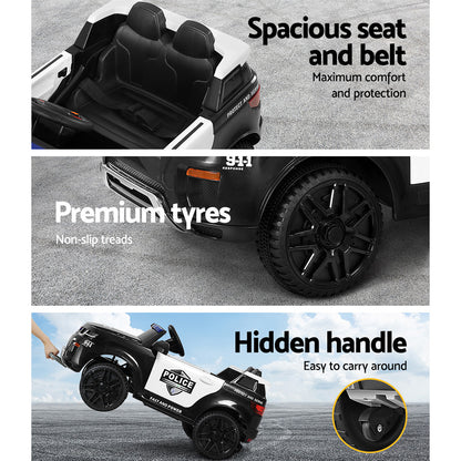 Rigo Kids Electric Ride On Patrol Police Car Range Rover-inspired Remote Black - Cosy Abode