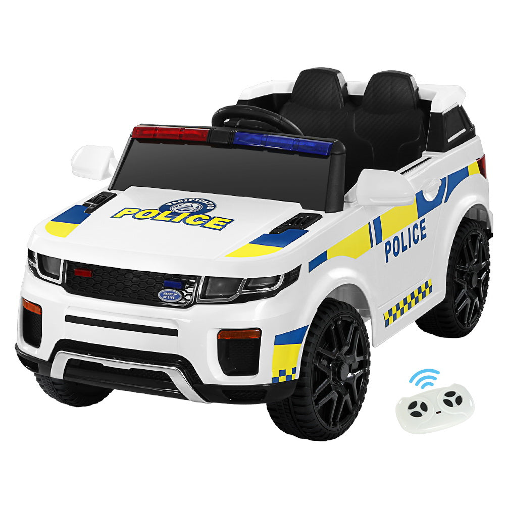 Rigo Kids Ride On Car Electric Patrol Police Toy Cars Remote Control 12V White - Cosy Abode