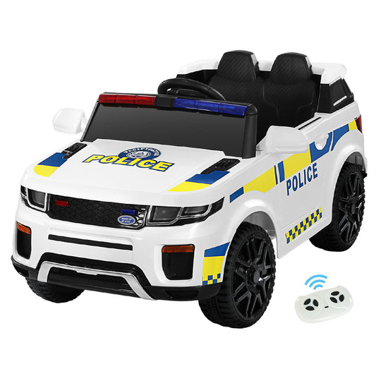 Rigo Kids Ride On Car Electric Patrol Police Toy Cars Remote Control 12V White - Cosy Abode