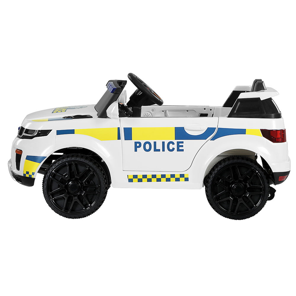 Rigo Kids Ride On Car Electric Patrol Police Toy Cars Remote Control 12V White - Cosy Abode