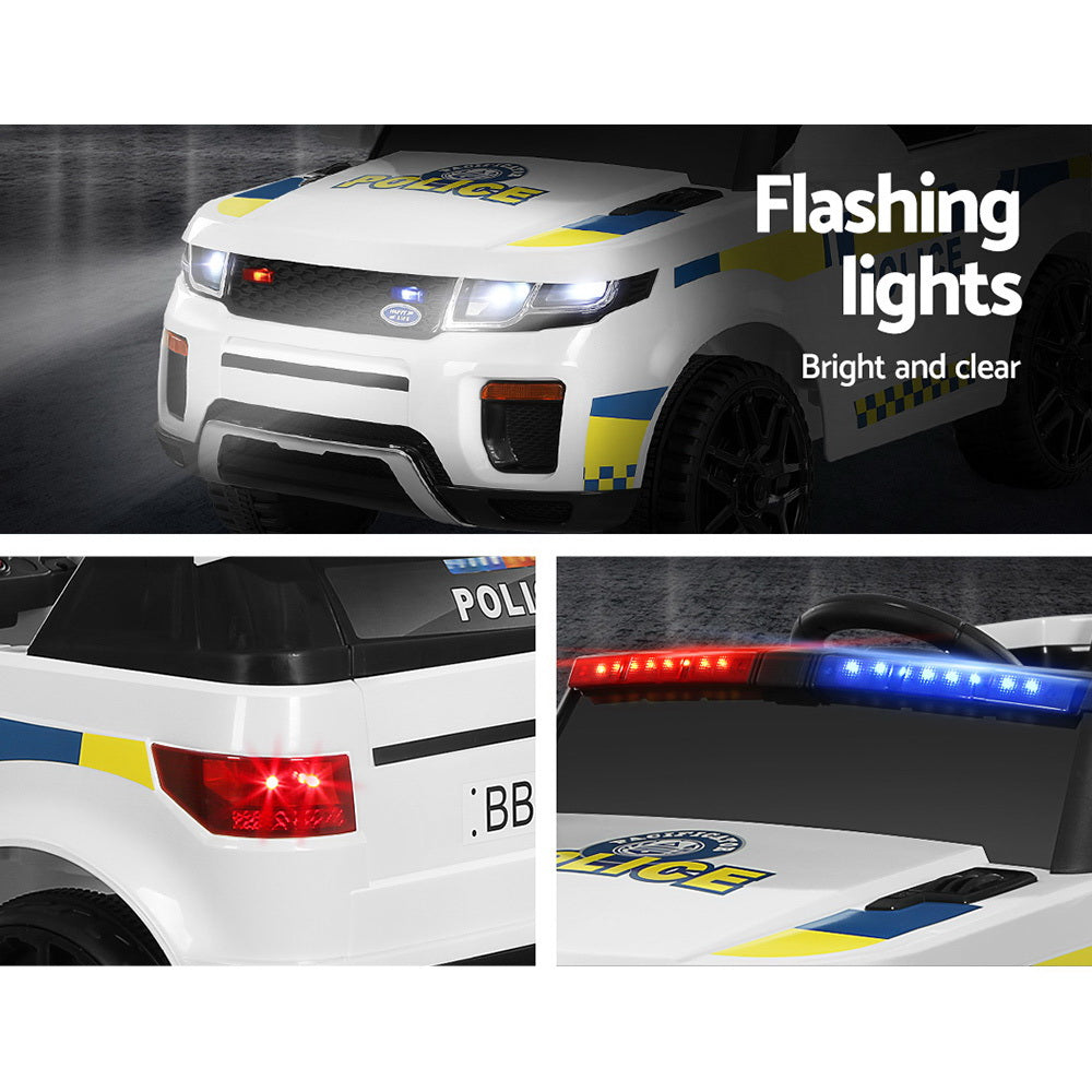 Rigo Kids Ride On Car Electric Patrol Police Toy Cars Remote Control 12V White - Cosy Abode