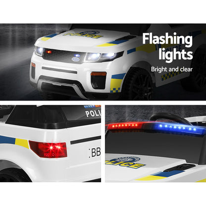 Rigo Kids Ride On Car Electric Patrol Police Toy Cars Remote Control 12V White - Cosy Abode