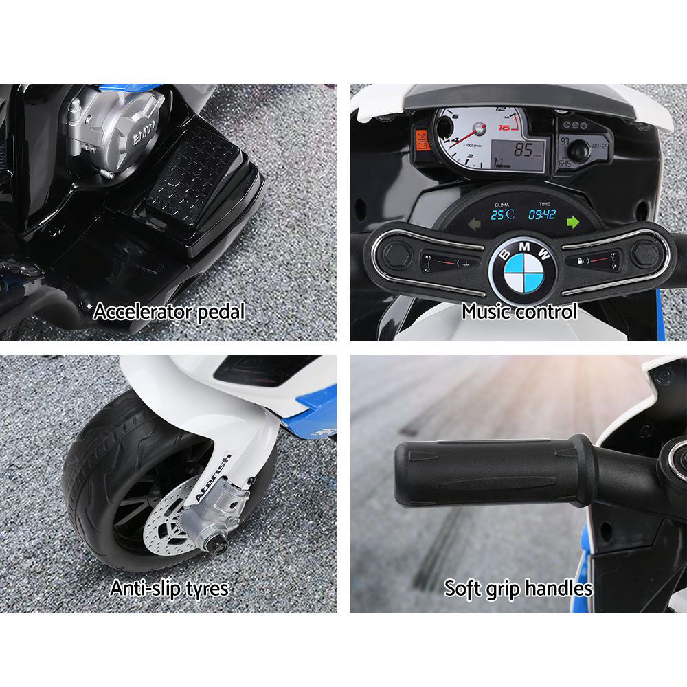 Kids Electric Ride On Police Motorcycle BMW Licensed S1000RR Blue - Cosy Abode