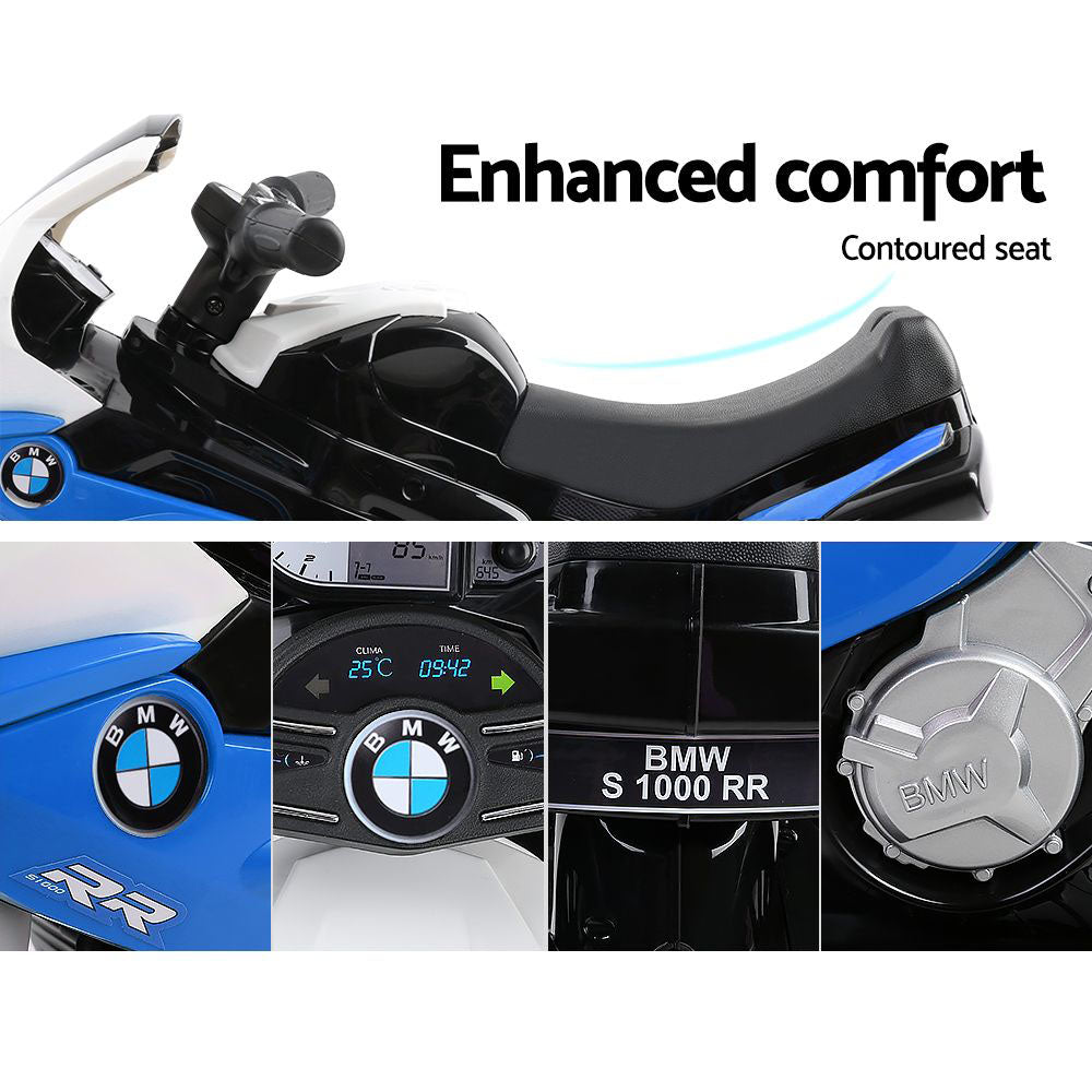Kids Electric Ride On Police Motorcycle BMW Licensed S1000RR Blue - Cosy Abode