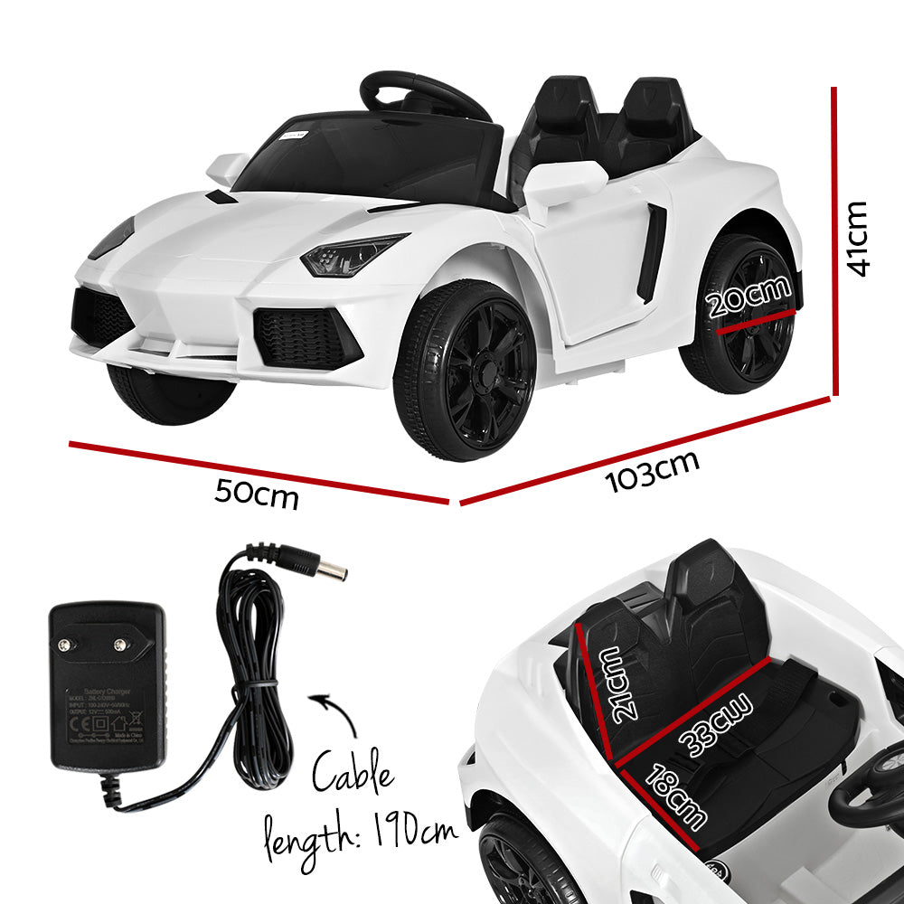 Rigo Kids Electric Ride On Car Ferrari-Inspired Toy Cars Remote 12V White - Cosy Abode