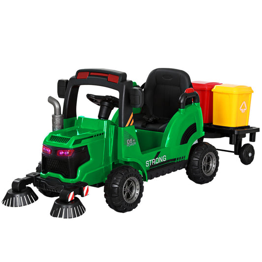 Rigo Kids Electric Ride On Car Street Sweeper Truck Toy Cars Remote 12V Green - Cosy Abode