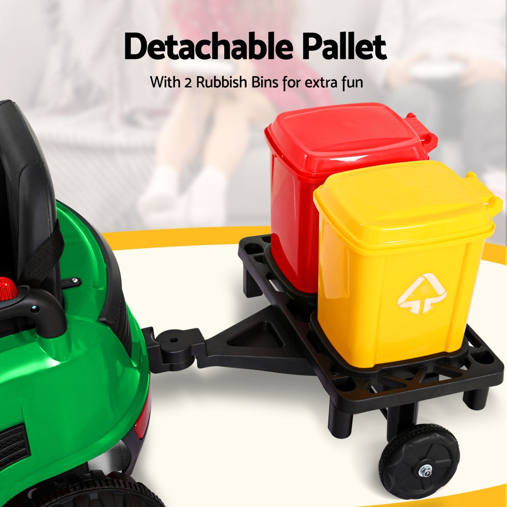 Rigo Kids Electric Ride On Car Street Sweeper Truck Toy Cars Remote 12V Green - Cosy Abode