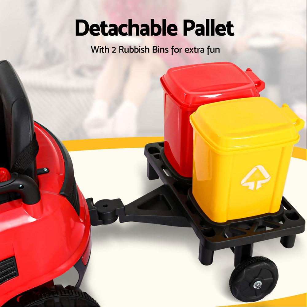 Rigo Kids Electric Ride On Car Street Sweeper Truck Toy Cars Remote 12V Red - Cosy Abode