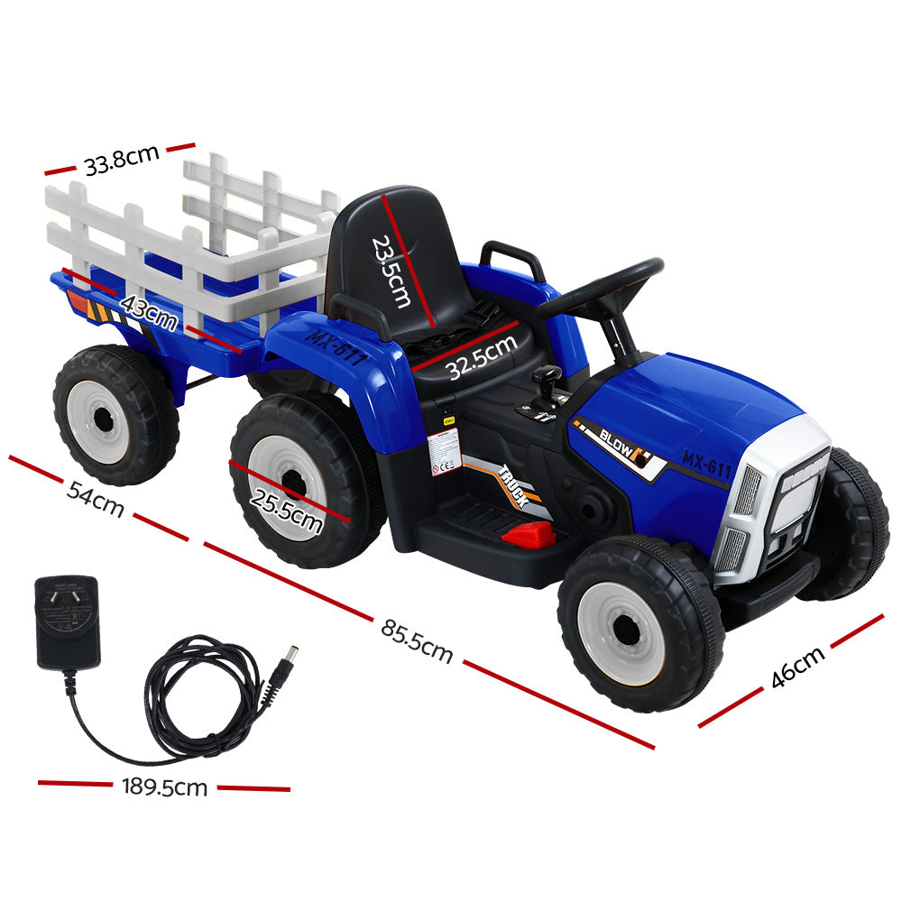 Rigo Kids Electric Ride On Tractor 12V Blue - Cosy Abode