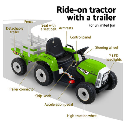 Rigo Kids Electric Ride On Tractor 12V Green - Cosy Abode