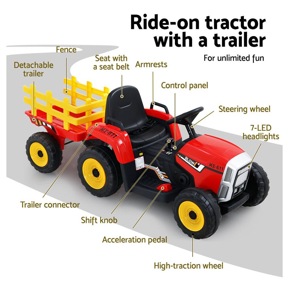 Rigo Kids Electric Ride On Tractor 12V Red - Cosy Abode