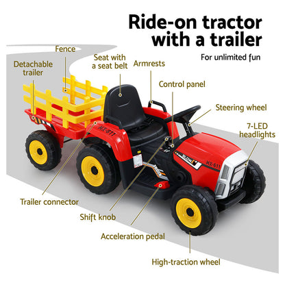 Rigo Kids Electric Ride On Tractor 12V Red - Cosy Abode