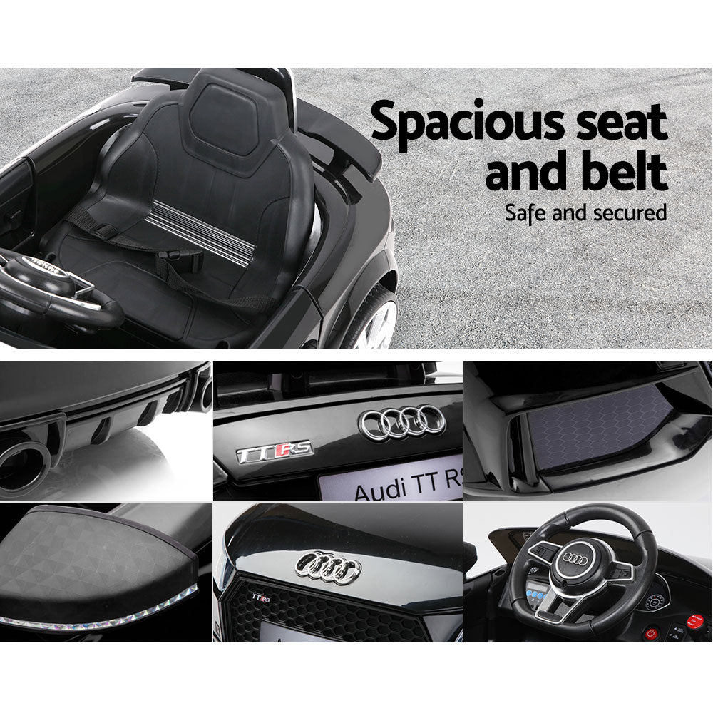 Kids Electric Ride On Car Audi Licensed TTRS Toy Cars Remote 12V Battery Black - Cosy Abode