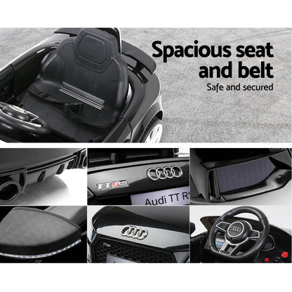 Kids Electric Ride On Car Audi Licensed TTRS Toy Cars Remote 12V Battery Black - Cosy Abode