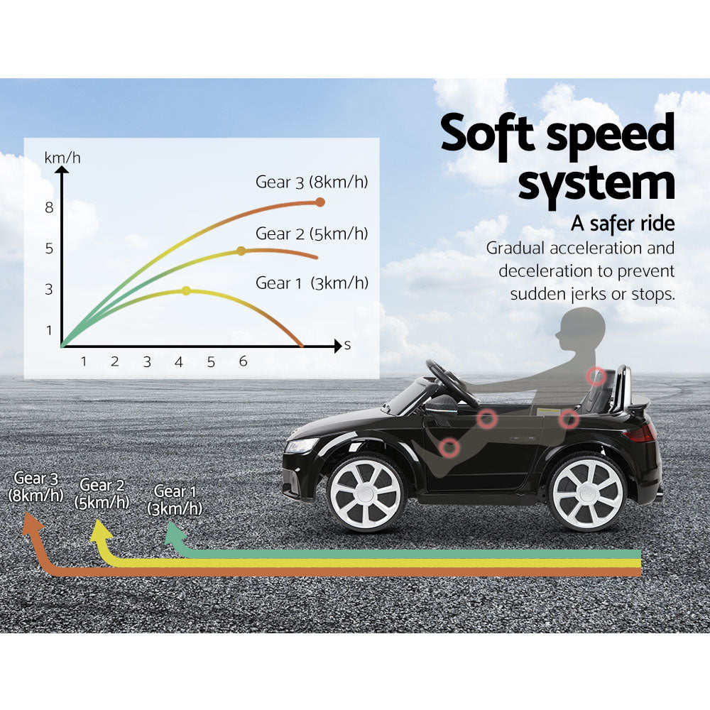 Kids Electric Ride On Car Audi Licensed TTRS Toy Cars Remote 12V Battery Black - Cosy Abode