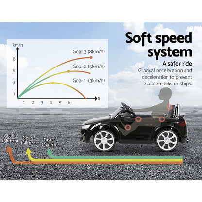 Kids Electric Ride On Car Audi Licensed TTRS Toy Cars Remote 12V Battery Black - Cosy Abode