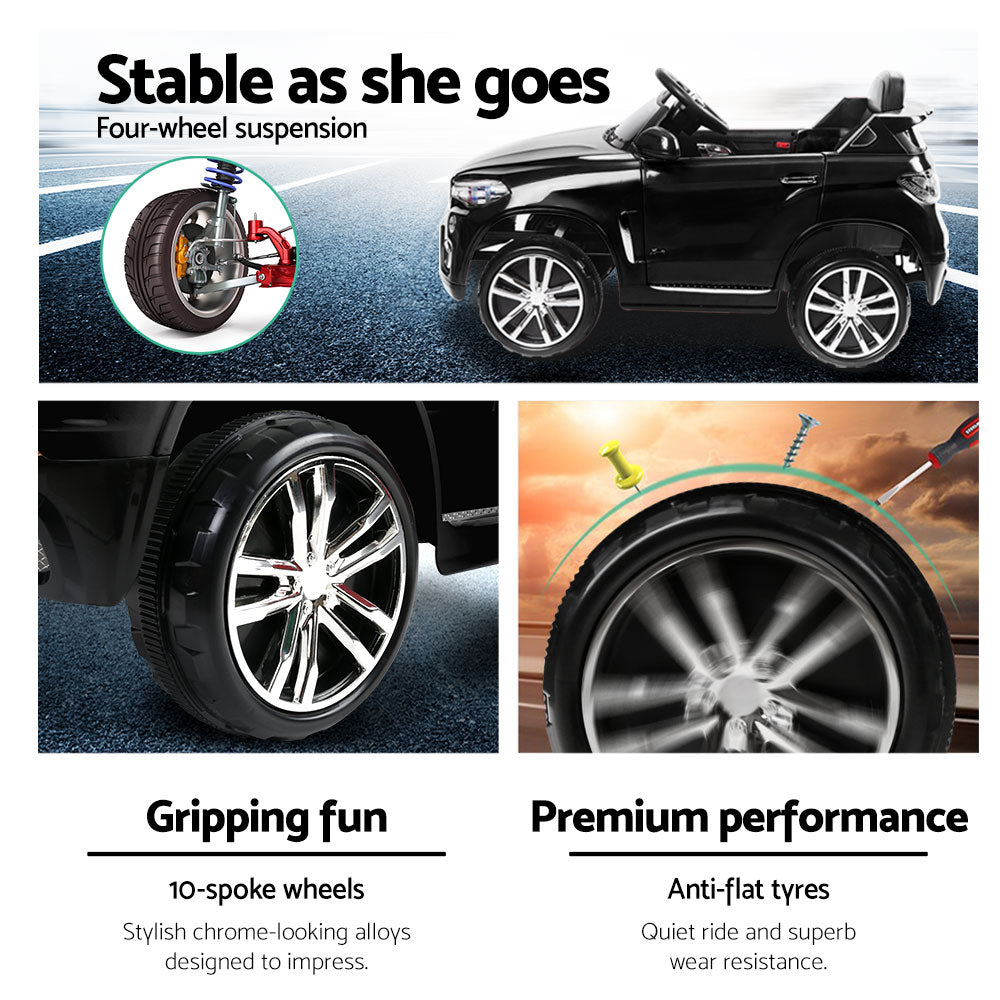 Rigo Kids Electric Ride On Car SUV BMW-Inspired X5 Toy Cars Remote 6V Black - Cosy Abode