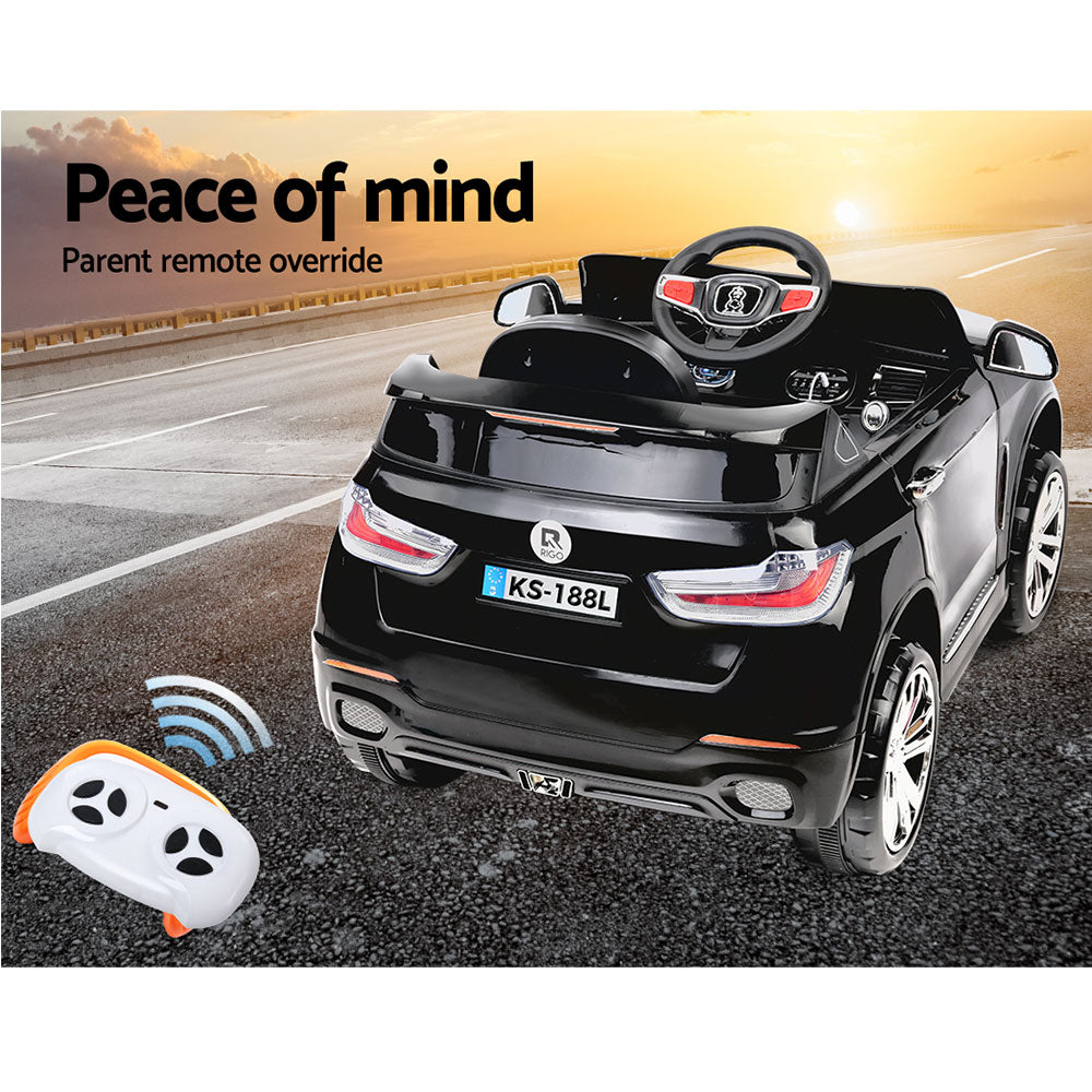Rigo Kids Electric Ride On Car SUV BMW-Inspired X5 Toy Cars Remote 6V Black - Cosy Abode
