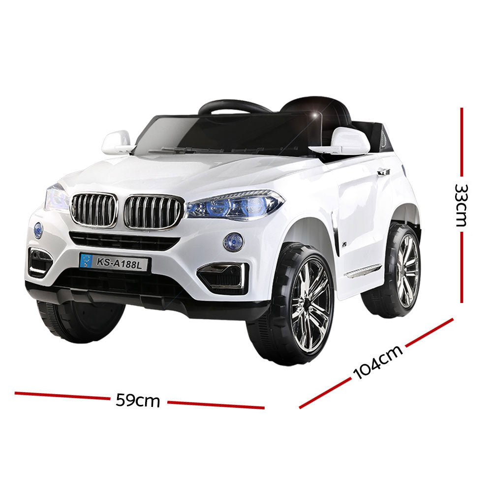 Rigo Kids Electric Ride On Car SUV BMW-Inspired X5 Toy Cars Remote 6V White - Cosy Abode