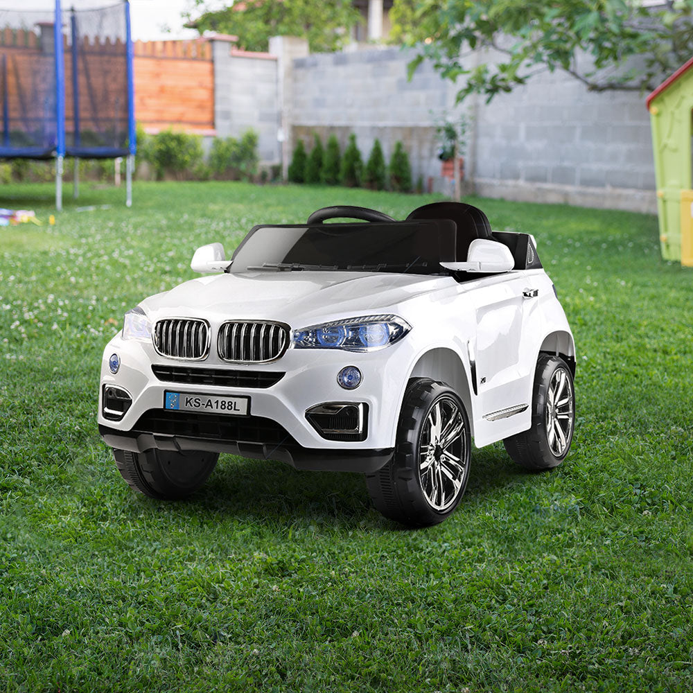 Rigo Kids Electric Ride On Car SUV BMW-Inspired X5 Toy Cars Remote 6V White - Cosy Abode