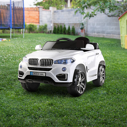 Rigo Kids Electric Ride On Car SUV BMW-Inspired X5 Toy Cars Remote 6V White - Cosy Abode