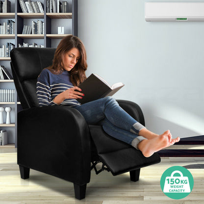 Artiss PU Leather Reclining Armchair - Black - Cosy Abode