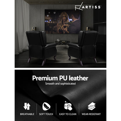 Artiss Recliner Armchair Black Faux Leather Domini - Cosy Abode