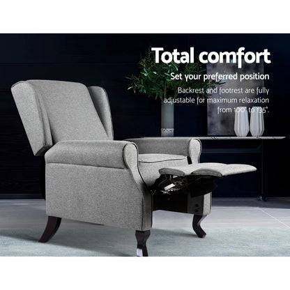 Artiss Recliner Armchair Grey Fabric Domini - Cosy Abode