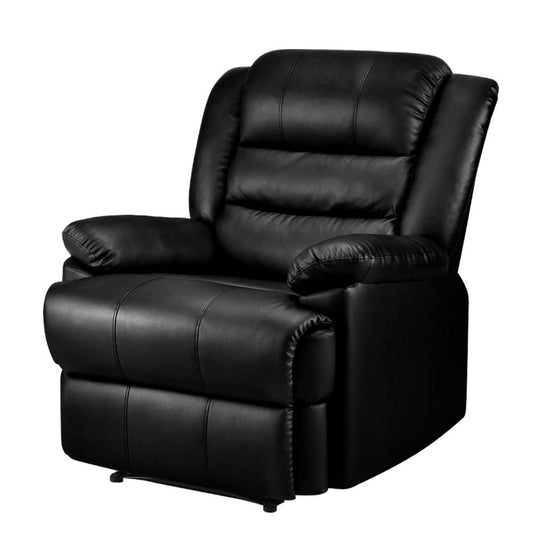 Artiss Recliner Chair Leather Black Cissy - Cosy Abode