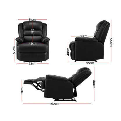 Artiss Recliner Chair Leather Black Cissy - Cosy Abode