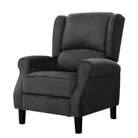 Artiss Recliner Chair Adjustable Sofa Lounge Soft Suede Armchair Couch Charcoal - Cosy Abode